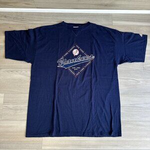 Vintage Y2K‎ Adidas New York Yankees T Shirt Size XL Navy Blue 2000 100% Cotton